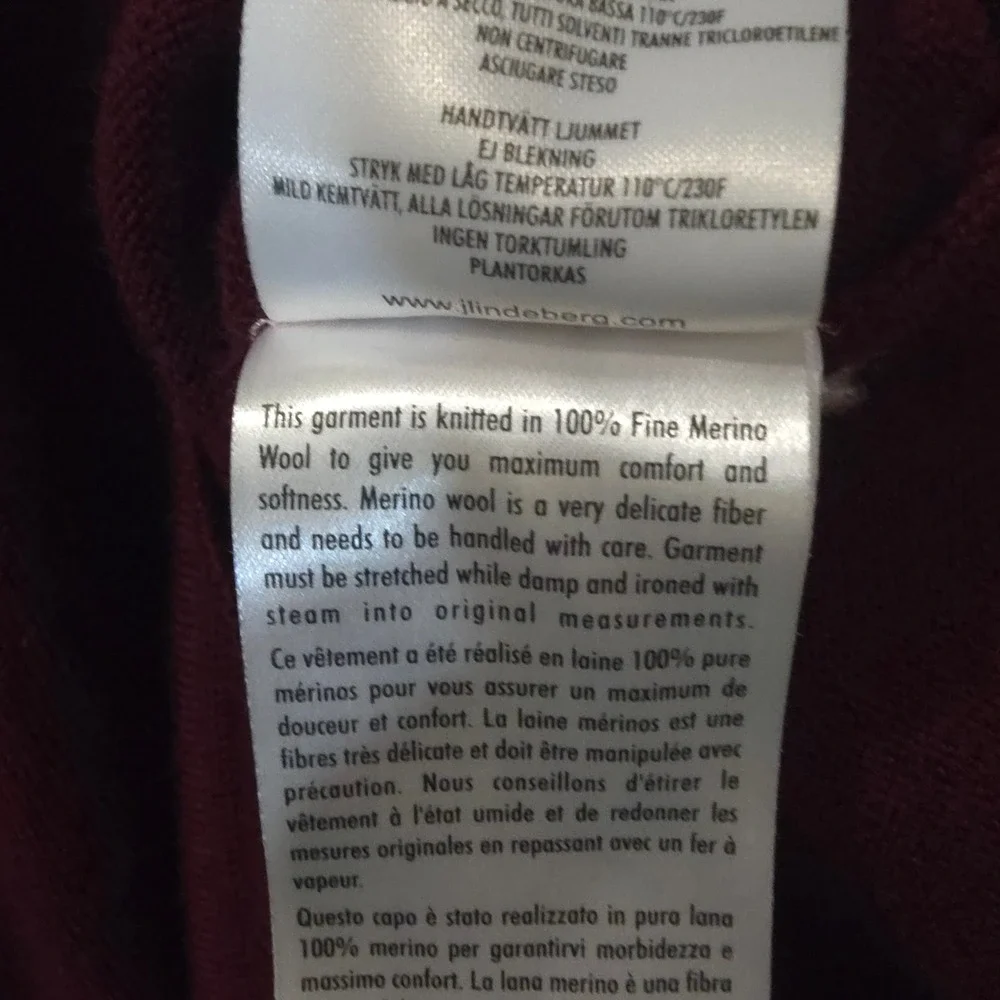 J.Lindeberg Lymann Burgundy 100% Merino Wool V-Neck‎ Sweater Men's Large